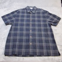 Austin Clothing Shirt Mens XL Blue Short Sleeve Button Up Plaid 100% Cotton - £13.97 GBP