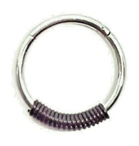 Body Piercing Ring Clicker Steel Black Spring Hinged Segment Hoop 18g 1mm - £5.11 GBP