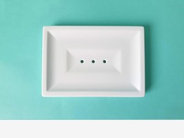 White stone soap dish with drain holes, solid bathroom soap bar holder, kitchen  - £20.04 GBP