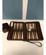 Vtg Travel Backgammon Game Complete by Skor Mor Zippered Case Wristlet T... - $24.18 CAD