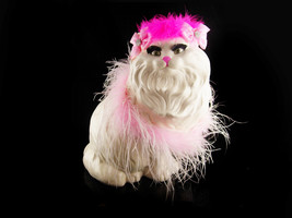 huge vintage 16&quot; Angora cat statue - Marble base - sexy burlesque diva - one of  - £131.89 GBP