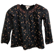 Cat &amp; Jack Blouse Long Sleeves Floral NEW Girls Size 6/6X Silver Stripes... - $14.24