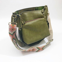 Jen &amp; Co Bag in a Bag Penny Olive Green Vegan Leather Bucket Bag &amp; Shoul... - £46.45 GBP