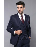Men 3pc European Vested Suit WESSI J.VALINTIN Extra Slim Fit JV23 Navy S... - £36.08 GBP+