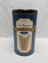 **EMPTY TIN* Gourmet La Patisserie Vanilla Wafer Rolls Tin 4&quot; X 7&quot; - $263.84 MXN