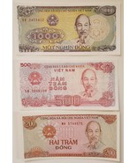 Lot of 3 Vietnam Dong Banknotes - 200, 500, 1000 - $1.95