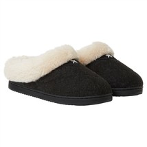 Dearfoams Womens Black Clog Quilted Slippers Scuffs Fur Memory Foam Size Medium - £12.45 GBP