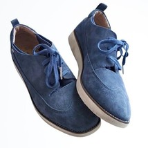 Hush Puppies Dusty Blue Faux Leather w Inside Comfort Sleeve Fashion Sneakers 8 - £23.53 GBP