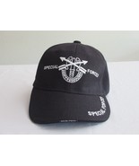 Special Forces White Embroidered Black Hat Cap K &amp; S Hook and Loop Closure - £11.25 GBP