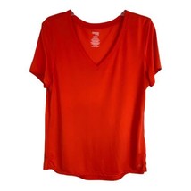 Danskin Now Womens Shirt Size XL (16-18) Orange V Neck SemiFitted Short Sleeve - £13.81 GBP