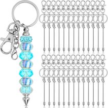 26 Pcs Beadable Keychain Bar, Silver Bead Keychain Beaded Keychain for P... - £18.15 GBP