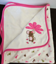2008 Gymboree  Little Field Mouse Baby Blanket White Brown Pink Flower C... - $79.08
