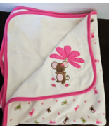 2008 Gymboree  Little Field Mouse Baby Blanket White Brown Pink Flower C... - £62.12 GBP