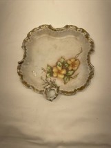 Vintage Floral Rose trinket Dish w/ Gold-tone Trim 7” - £9.45 GBP