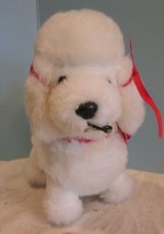 Vintage  white w/red bows poodle dog puppy  Stuffed Plush ANIMAL 9&quot; - £11.48 GBP