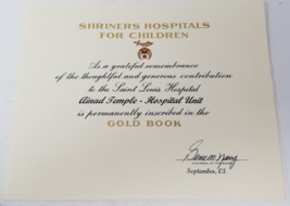 Ainad Shriners 2003 Hospital Unit For Children Gold Book East St. Louis ... - £11.93 GBP