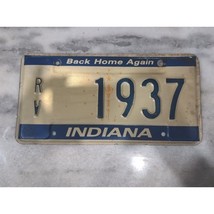 Vintage 1980s Indiana &quot;Back Home Again&quot; RV License Plate 1937 Expired - $9.46 CAD