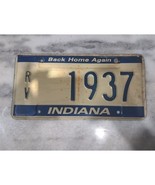 Vintage 1980s Indiana &quot;Back Home Again&quot; RV License Plate 1937 Expired - €5,97 EUR
