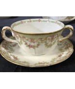 Antique 1890 Straus France Limoges 6 Soup Buillon Cups Saucers Plate 13p... - $169.25 CAD