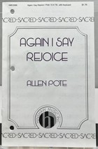 Again I Say Rejoice by Allen Pote SATB with Keyboard Sheet Music Hinshaw Sacred - £2.31 GBP