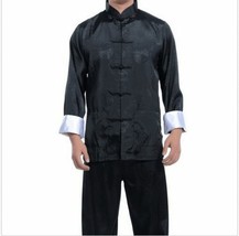 Black Burgundy blue Chinese men&#39;s silk kung fu suit pajamas SZ: M L XL 2XL 3XL - £15.92 GBP