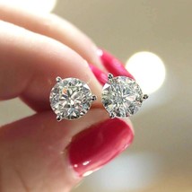 2.50Ct Round Simulated Diamond Post Screw Back Stud Earrings White Gold Plated - £40.33 GBP