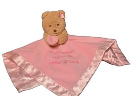 Okie Dokie Pink Plush Teddy Lovey Blanket Thank Heaven for Little Girls Rattle - £14.52 GBP