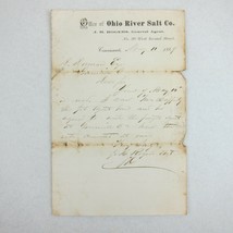 Antique 1869 Ohio River Salt Co. Cincinnati Ohio J.H. Rogers Business Letter - £15.65 GBP