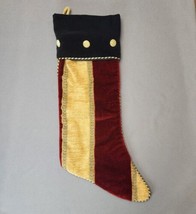 Vintage Woof &amp; Poof Gold Chenille &amp; Red Velour Black Cuff Christmas Stocking 19&quot; - £102.87 GBP