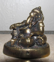 Vintage Brass Hindu Lounging Relaxing Ganesh Collectible Statue - $85.00