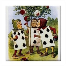 Alice In Wonderland Queen Of Hearts Cards Painting Roses Color Art Ceramic Tile - £10.78 GBP