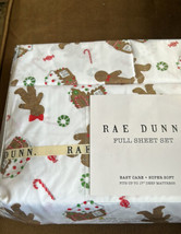 Rae Dunn Christmas Full Size Sheet Set Home Sweet Home Gingerbread Man Cookie - £31.96 GBP