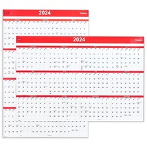 2024 Staples 48&quot; x 32&quot; Dry Erase Wall Calendar Red/White (ST53911-24) - £17.30 GBP