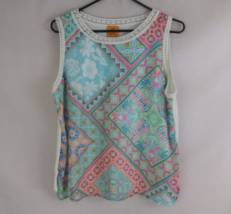 Ruby Rd. Women&#39;s Sleeveless Colorful Abstract Floral Blouse Size Large - £9.90 GBP