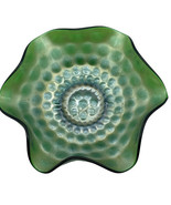 Vintage Westmoreland Pearly Dots Green Compote Bowl Ruffled Carnival Gla... - $386.27 MXN