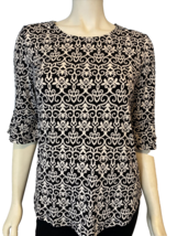 Roz&amp;Ali Black and White Paisley Scoop Neck 3/4 Sleeve Top Size S, NWT - £14.93 GBP