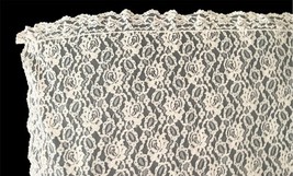Vintage Lace Tablecloth 67x100 Light Beige Pink Floral Rose Pattern Rectangular image 2