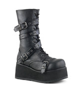 DEMONIA TRA205/B/PU Men&#39;s Gothic Punk Black Platform Mid Ankle Boots Wra... - £86.87 GBP