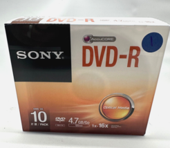 Sony 10DMR47SS 16x DVD-R 4.7GB Recordable Dvd Media 10-Pack New - $13.98