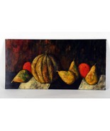 Fruits Sur La Table (1962) Par J. Marque, Peinture À L'Huile Sur Panneau, 12x24 - $2,098.69