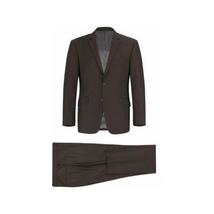 Men RENOIR suit Solid Two Button Business Formal Year Round Slim Fit 201-5 Brown image 3