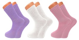 AWS/American Made Loose Fitting Crew Socks for Women Acrylic Soft 3 Pairs Size 9 - £7.85 GBP+