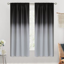 Simplehome Rod Pocket Ombre Room Darkening Curtains For Living Room, Light - £35.52 GBP