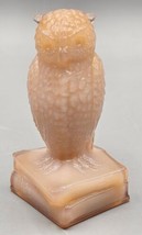 VTG Degenhart Glass Wonder Crown Tuscan Pink Wise Owl Books Figurine Paperweight - £22.40 GBP
