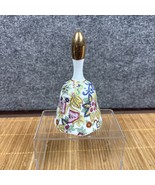 Vintage Lefton Floral Jacobean Print Porcelain Bell Gold Tip Handle  - €11,36 EUR