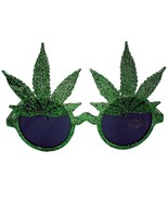 1 pair GREEN GLITTER POT LEAVES marijuana NOVELTY PARTY GLASSES  sunglas... - $121.72 MXN