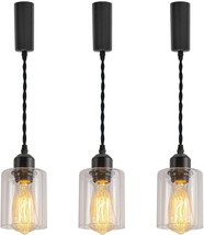 Adjustable Wire Length H-Type Set of Three Hanging Pendant Light Fixture, E26 - £89.03 GBP
