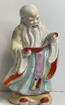Vintage Chinese Hand-Painted Porcelain Statue Shou Xing God Of Longevity 10&#39;&#39; - £37.61 GBP