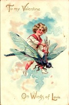 To My VALENTINE-ON Wings Of LOVE-A Tuck&#39;s Valentine Card Early 1900&#39;s -BK49 - £3.95 GBP