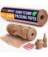Honeycomb Packing Paper 15&quot; x 200ft with 20 Fragile Stickers|Shipping &amp; ... - £27.24 GBP